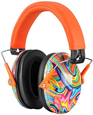 PROHEAR Autism Ear Defenders for Children, [2019 NEW Upgraded] Girls Hearing Protection, Toddler Safety Earmuff, Adjustable Headband, Graffiti (Orange)