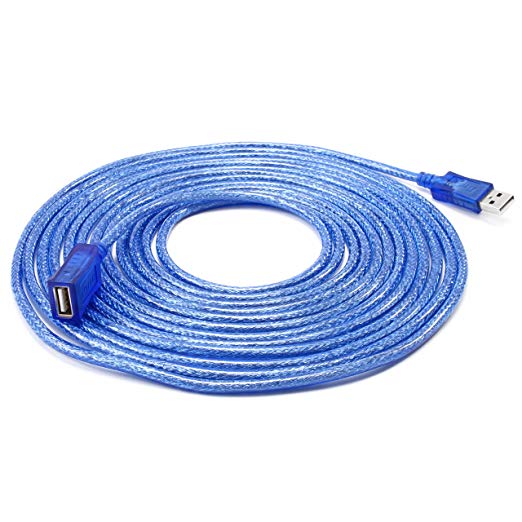 DTECH 15 Feet USB 2.0 Extension Cable USB A Male to A Female Cord - 5 Meters - Blue