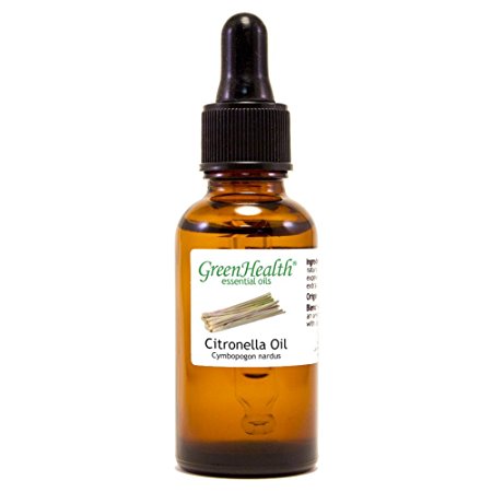 Citronella – 1 fl oz (30 ml) Glass Bottle w/ Glass Dropper – 100% Pure Essential Oil – GreenHealth