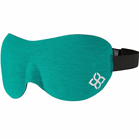 Sleep Mask by Bedtime Bliss® - Contoured & Comfortable With Moldex® Ear Plug Set. Includes Carry Pouch for Eye Mask and Ear Plugs - Great for Travel, Shift Work & Meditation (Turquoise)
