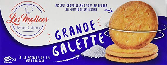 Les Malices - Grande Galette Salted Butter - Family Size 12 packs of 9 biscuits (12 x 150 g) - Made in France