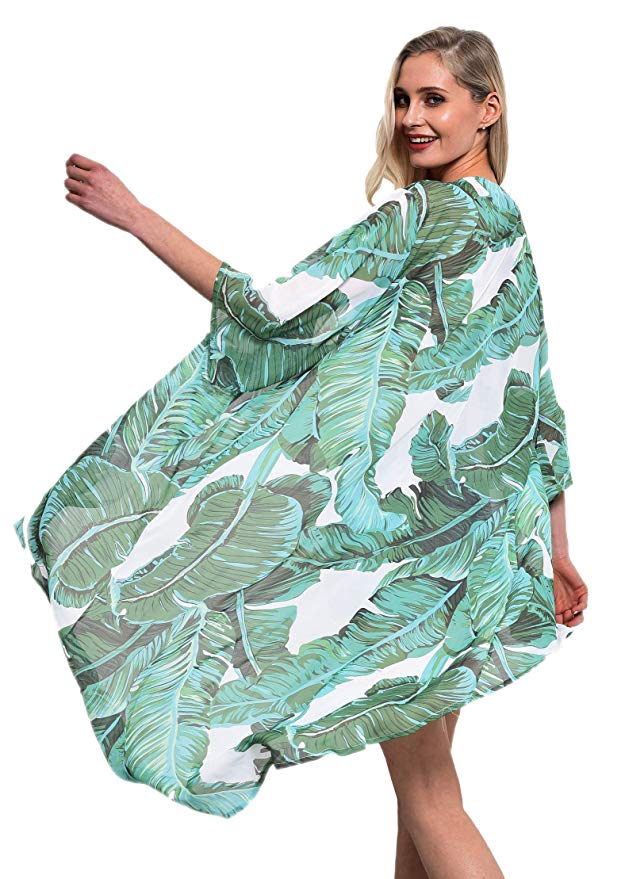soul young Beach Coverups for Women Floral Kimono Open Front Cardigan Maxi Dress Swimsuit Beachwear Summer