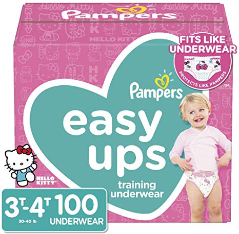 Pampers Easy Ups Diapers Size 5 (3T-4T), Pull On Disposable Training Pants for Girls, Giant Pack, 100 Count