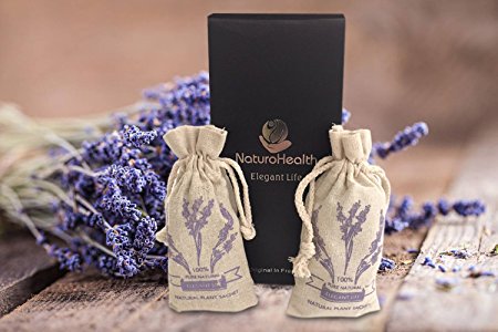 French Lavender Scented Sachet Gift Box for Pillow, Nightstand, Drawer, Closet, Car, Suitcase, Workout Bags Natural Lavender Fragrance Aromatherapy Lavender Scent (2packs)