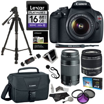 Canon EOS Rebel T5 Digital SLR Camera Bundle with EF-S 18-55mm IS II Lens, EF 75-300mm f/4-5.6 III Lens, Canon Bag, Lexar 16GB, Filter Kit and Accessories