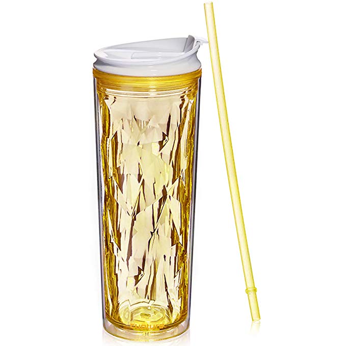 Cupture Crystal Click & Seal Shake Tumbler Cup for Hot or Cold Drinks - 22 oz (Yellow Topaz)