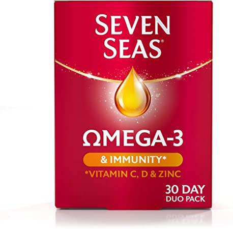 Seven Seas Omega-3 Fish Oil & Immunity* with Vitamin C, Vitamin D & Zinc 30 Day Duo Pack 30 Capsules   30 Tablets