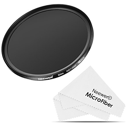Neewer Slim 58MM Neutral Density ND 1000 Camera Lens Filter 10 Stop Optical Glass and Matte Black Flame with Microfiber Cleaning Cloth for Lens with 58MM Thread Size, Ideal for Wide Angle Lenses