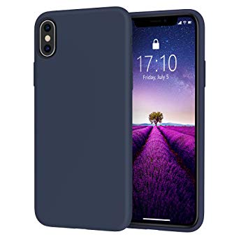 for iPhone X XS Case, OTOFLY [Silky and Soft Touch Series] Premium Soft Button Silicone Rubber Full-Body Protective Bumper Case Compatible with Apple iPhone X/iPhone Xs 5.8 inch， (Midnight Blue)