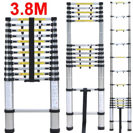 Yaheetech 8.5'/9.5'/10.5'/12.5' Portable Aluminum Telescopic/Telescoping Loft Ladder Extension (12.5')