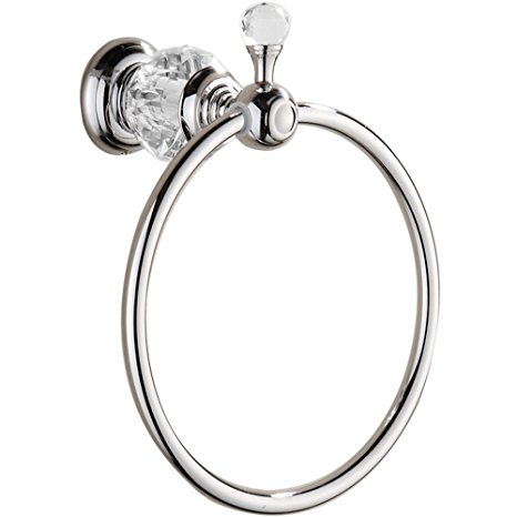 MANCEL Crystal-Series Brass Towel Ring, Chrome
