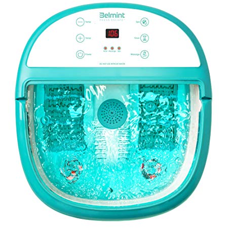 Belmint Foot Spa Bath Massager with Heat - Foot Massager Machine Feet Soaking Tub | Features Vibration, Spa, Roller, Massage Mode | 6 Pressure Node Rollers for Stress Relief - Upgraded Version