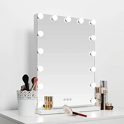 SHOWTIMEZ Lighted Hollywood Vanity Mirror with 3 Lighting Modes and Adjustable Brightness, Cosmetic Makeup Mirror with 15 LED Bulbs, W16.9 x H22.8inch