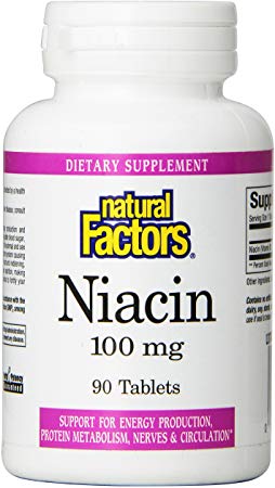 Natural Factors - Vitamin B3 Niacin 100mg, Support for Energy Production, Protein Metabolism, Nerves & Circulation, 90 Tablets