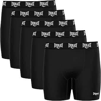 Everlast Cotton Men’s Boxer Brief – 5 Pc Pack, Men’s Underwear Boxer Briefs, Soft & Comfortable Waistband, Anti-Chafing (US, Alpha, Small, Regular, Regular, Black), Black, Small