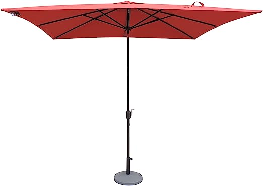 Island Umbrella NU5448R Caspian 8 x 10-ft Rectangular Market Umbrella-Red Olefin Canopy
