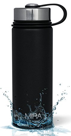 MIRA Vacuum Insulated Powder Coated Leak-Proof Wide Mouth Water Bottle | Double Walled Stainless Steel Travel Wide Mouth Bottle | No Sweating, Keeps Your Drink Hot & Cold | 18 Oz (550 ml)