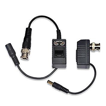 Night Owl Security 1-Pair Passive Video Balun Converters with power for Security CCTV systems - A-VB-POE-BNC