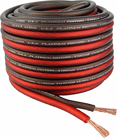 Bullz Audio BPES10.50 50' True 10 Gauge AWG Car Home Audio Speaker Wire Cable Spool (Clear Red/)