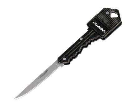 TANKING Key Knife,Stainless Steel Keychain Shaped Folding Pocket Knife (Black)