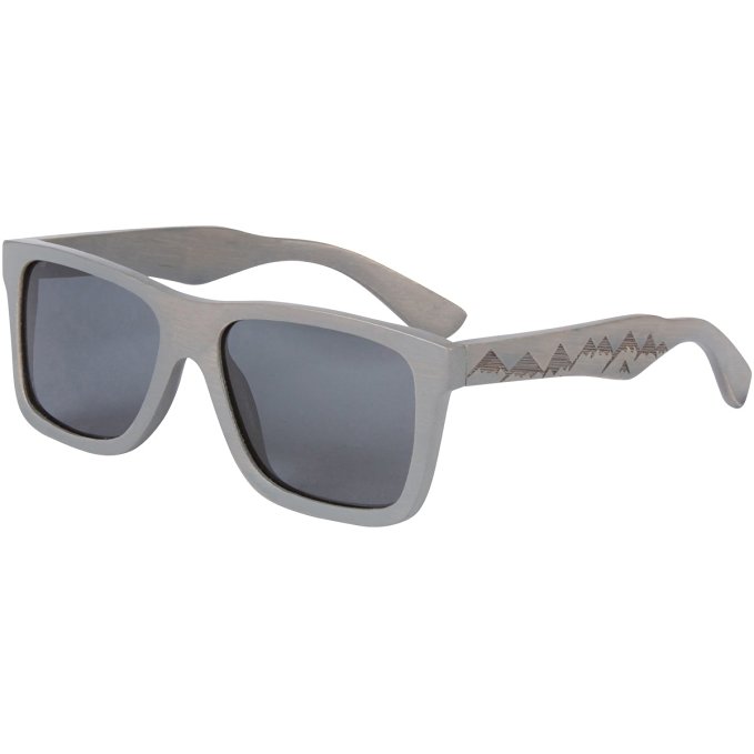Wood Sunglasses - SHINER Gray Bamboo Sunglasses with Polarized Black Lens and Unique Wayfarer Lightweight Floating Wooden Frame