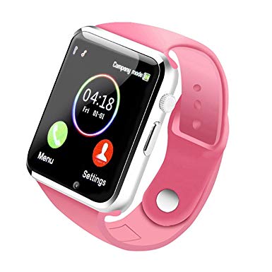 Bluetooth Smart Watch - WJPILIS Touch Screen Smart Wrist Watch Smartwatch Phone with SIM Card Slot Camera Pedometer Sport Tracker for iOS iPhone Android Samsung LG Compatible Men Women Child (Pink)