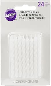 Wilton Birthday Candles 2.5", White Striped Spirals, 24/Pkg