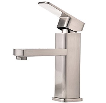 Friho Centerset Single Handle Waterfall Bathroom Sink Vessel Faucet, Brushed Nickle