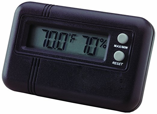 Buddy Products 1.5 x 0.5 x 2.5 Inches Digital Hygrometer and Thermometer, Black (1546D)