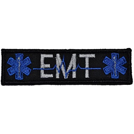 EMT Heartbeat and Stars of Life - 1x3.75 Morale Patch - Black