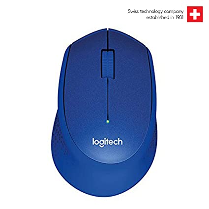 Logitech M331 Silent Plus Wireless Mouse, 2.4GHz with USB Nano Receiver, 1000 DPI Optical Tracking, 3 Buttons, 24 Month Life Battery, PC/Mac/Laptop - Blue