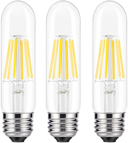 Kohree T10 Edison Led Bulb Daylight White 4000K, 60W Equivalent Led Tubular Bulbs, 6W Vintage Led Light Bulb Dimmable, Filament E26 Base Lamp, 3 Pack