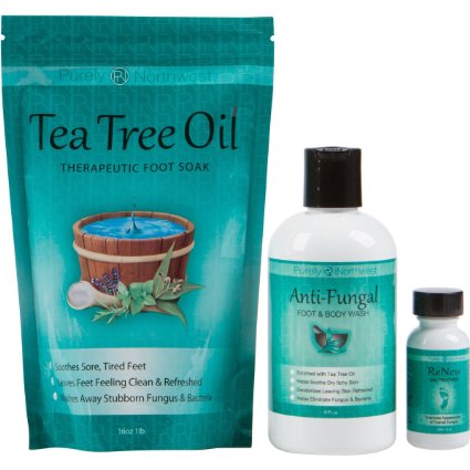 Toenail Fungus Treatment with Antifungal Soap Tea Tree Oil Foot Soak and ReNew Topical Solution - Helps Treat and Restore the Appearance of Fungus Infected Nails