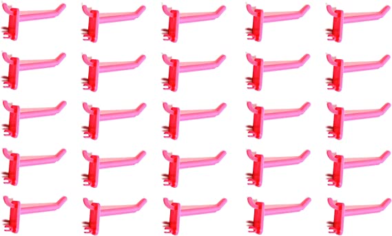 2" Plastic Pegboard Hooks Garage/ Tools/ Storage/ Organization/ Jewelry/ Craft (50, Pink)