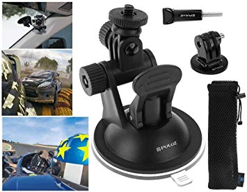 Fone-Stuff Suction Cup for GoPro, Puluz® - Window Mount, 2 Stage Pivot with TriPod Mount & Thumbscrew for Fusion HERO 6 HERO 5 HERO 4, 3, 2, 1 & Other Action Cameras