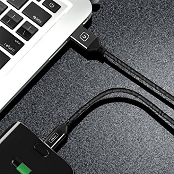 【2 Pack】INIU Micro USB Cable Android 2.4A Quick Charging Aluminium Alloy Nylon Braided 3.3ft Tangle-Free USB data charger cable with Organizing Strap for Samsung HTC Motorola Mobile Phone Power Bank