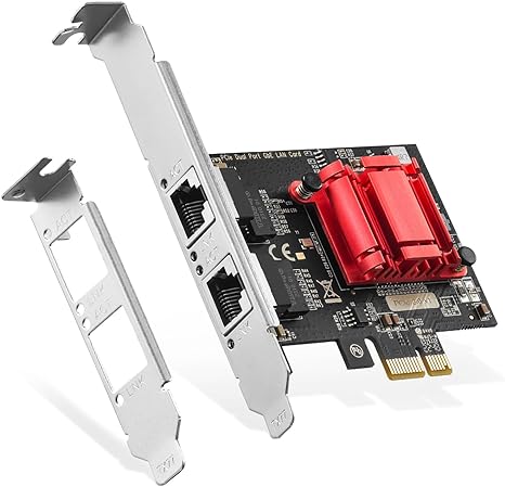 Binardat 2 Port Gigabit PCIe Network Adapter, Intel 82575/82576 Controller 1000/100Mbps Ethernet LAN Card for Windows/Linux