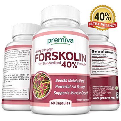 Pure Forskolin Extract – Weight Loss Supplement – with 40% Pure Forskolin Extract – Belly Buster – Appetite Suppressant – Best Fat Burners - For Women and Men – 60 All Natural 300mg Capsules