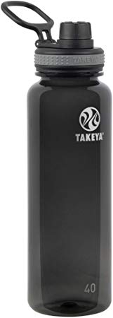 Takeya 50280 Tritan Sports Water Bottle with Spout Lid, 40 oz, Black