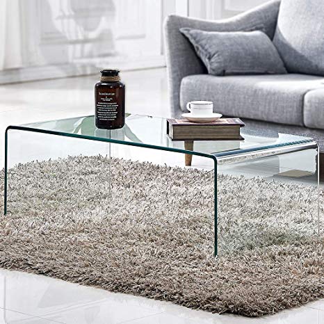 Tempered Glass Coffee Table,Living Room Clear Cocktail Table(39.4x19.7x13.8)