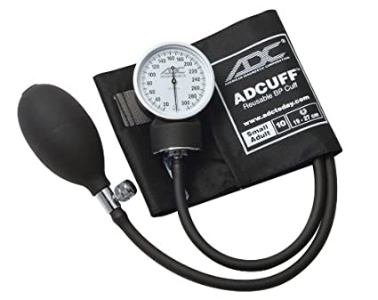 ADC Prosphyg 760 Pocket Aneroid Sphygmomanometer with Adcuff Nylon Blood Pressure Cuff, Small Adult, Black