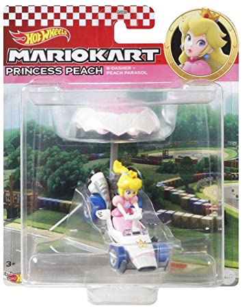 Hot Wheels Die-Cast Mario Kart Princess Peach in B-Dasher Kart with Peach Parasol Glider