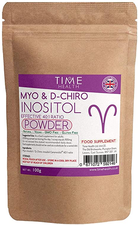 Myo & D Chiro Inositol Powder - Effective 40:1 Ratio - PCOS Support - Vegan - No Additives (100g Powder Pouch)