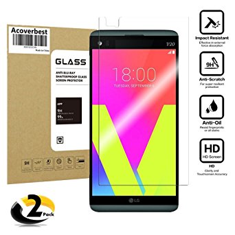 LG V20 Tempered Glass Screen Protector(2-Pack),Acoverbest Ultra Thin Protective Glass [9H Hardness][Ultra-Clear] [Scratch Proof] [Anti-Fingerprint] for LG V20