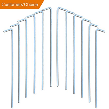 ABCCANOPY Galvanized Camping Tent Pegs Steel Patio Garden Stakes, Set of 10