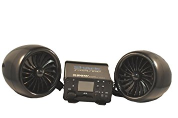 250 Watt 2.1ch All Waterproof Motorcycle Audio System Fm Radio Bluetooth Subwoofer Output (Black)