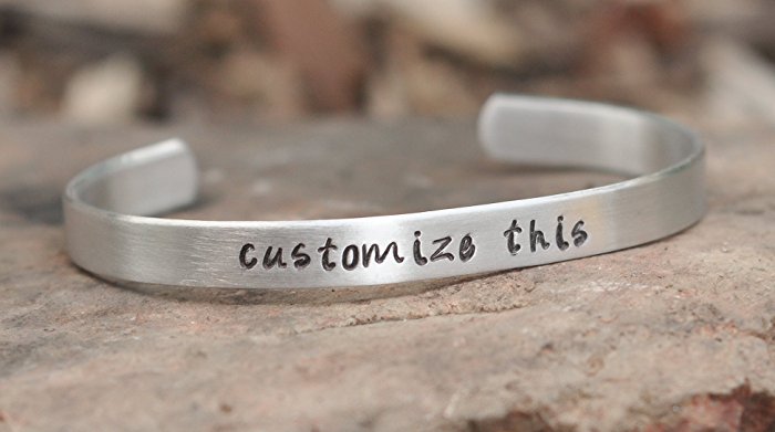 custom hand stamped bracelet cuff -personalized bracelet - customized and personalized