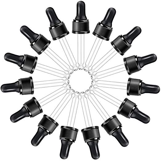 Glass Eye Droppers for Essential Oil, YGDZ 15 Pack 15ml (1/2 Ounce) Glass Dropper - Fit DoTerra, Young Living 15ml Essential Oil Bottles