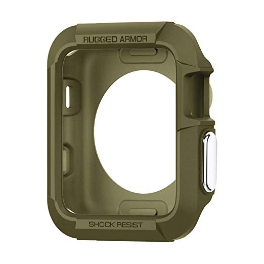 Spigen Rugged Armor Designed for Apple Watch Case for 38mm Series 3/Series 2/1/Original (2015) - Olive Green