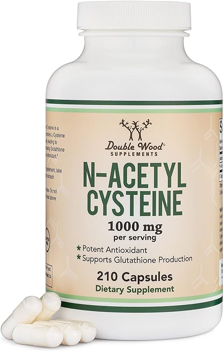 Double Wood Supplements NAC Supplement N-Acetyl Cysteine (1,000mg Per Serving, 210 Capsules) (Third Party Tested, Manufactured in The USA) with Odor Masking Technology to Boost Glutathione Levels by